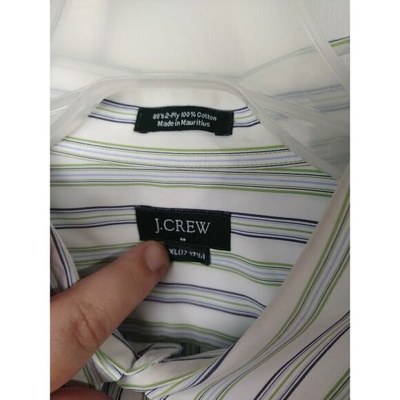 J. Crew Men's XL 17/17.5 shirt Green Label Collared Button Striped Long Sleeve - Picture 2 of 8
